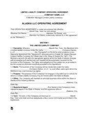 Alaska Multi Member LLC Operating Agreement Form Template