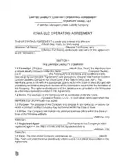 Free Download PDF Books, Iowa Multi Member LLC Operating Agreement Form Template