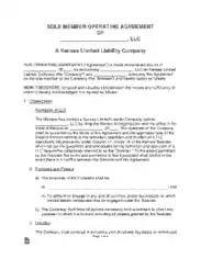 Free Download PDF Books, Kansas Single Member LLC Operating Agreement Form Template