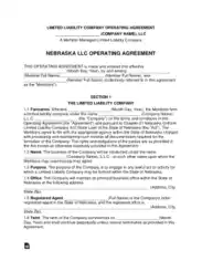 Free Download PDF Books, Nebraska Multi Member LLC Operating Agreement Form Template