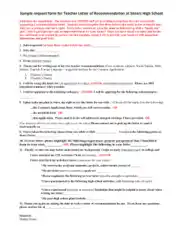 High School Recommendation Letter Request Format Template
