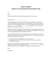Request For Scholarship Recommendation Letter Template