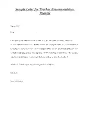 Request Letter Of Recommendation For A Teacher Template