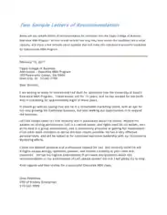 Request Letter Of Recommendation Template