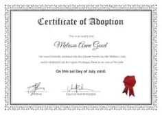 2016 Adoption Certificate Template