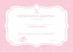Free Download PDF Books, Certificate of Adoption Template