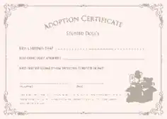 Doll Adoption Certificate Template