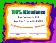 Free Download PDF Books, Student Attendance Certificate Template