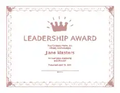 Free Download PDF Books, Leadership Award Certificate Template