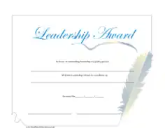 Leadership Excellence Award Certificate Template