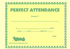 Perfect Attendance Simple Award Certificate Template