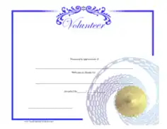 Free Download PDF Books, Printable Volunteer Service Award Certificate Template