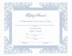 Safety Award Certificate Template