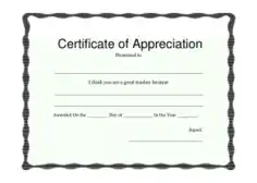 Sample Appreciation Award Certificate Template