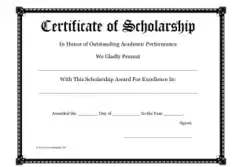 Free Download PDF Books, Scholarship Award Certificate Sample Template