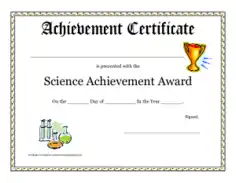 Science Achievement Award Certificates Template