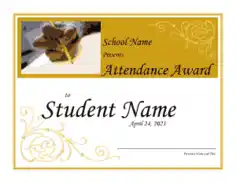 Student Attendance Award Certificate Template