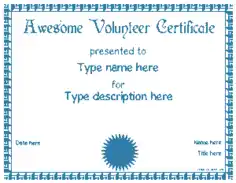 Free Download PDF Books, Volunteer Award Certificate Template