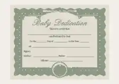 Baby Dedication Certificate Green Frame Template