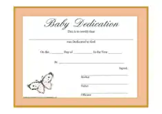 Free Download PDF Books, Tan Baby Dedication Certificate Template