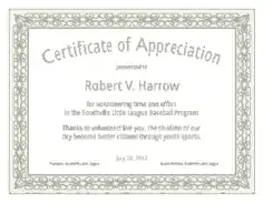 Individual Certificate of Appreciation Template