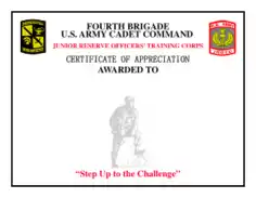 Brigade Certification of Appreciation Template