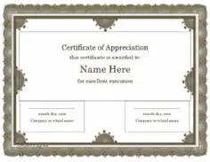Certificate of Appreciation Simple Template