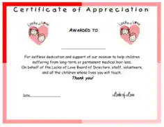 Dedication Appreciation Certificate Template