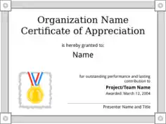 Free Download PDF Books, Organization Certificate of Appreciation Template
