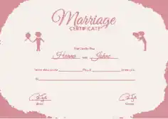 Free Download PDF Books, Simple Marriage Certificate Design Template