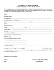 Certificate Medical Fitness Form Template