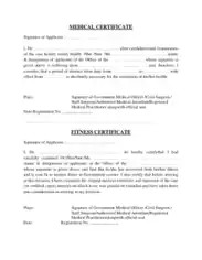 Medical Fitness Certificate Format for Job Template