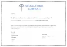 Free Download PDF Books, Medical Fitness Certificate Sample Form Template