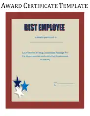Best Employee Award Certificate Sample Template