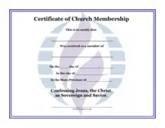 Certificate of Church Membership Template