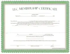 Free Download PDF Books, LLC Membership Certificate Template