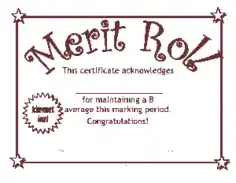 Merit Roll Acknowledges Certificate Template