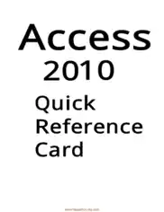 Free Download PDF Books, Access 2010 Quick Reference Card