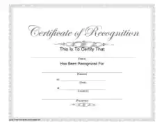 Recognition Award Certificate PDF Template