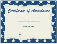 Bible School Attendance Certificate Template