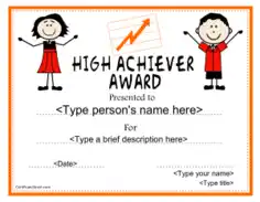 Elementary School Achievement Certificate Template