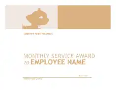 Employee Monthly Service Award Certificate Template