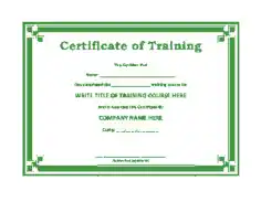 Free Download PDF Books, Certificate of Training Template