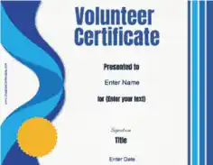Best Volunteer Service Award Certificate Template