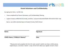 Parent Volunteers and Confidentiality Certificate Template