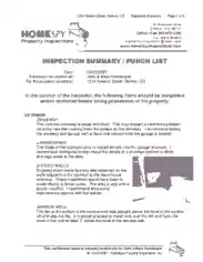 Inspection Summary Punch List Form Template