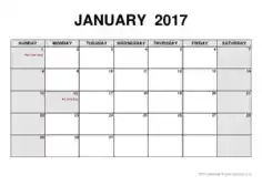 2017 Blank Monthly Calendar Template