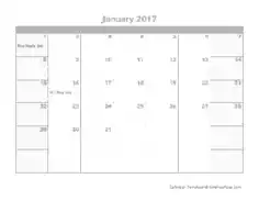 2017 Monthly Calendar Landscape Template