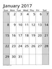 A4 Monthly Calendar Template