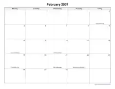 Excel Blank Monthly Calendar Example Template